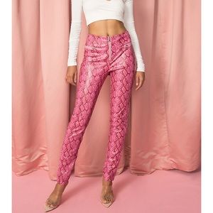 Tiger Mist leather zip up snakeskin pants